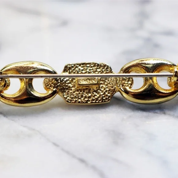 ⚜️PAOLO GUCCI Simulated Pearl Gold Tone Brooch ✨